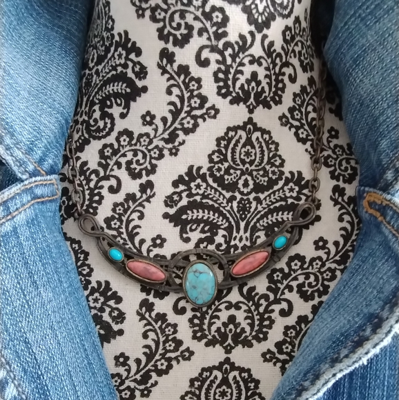 Caroline Emmons Turquoise & Corral, Style Rustic Vibe Bib Necklace - Picture 2 of 13